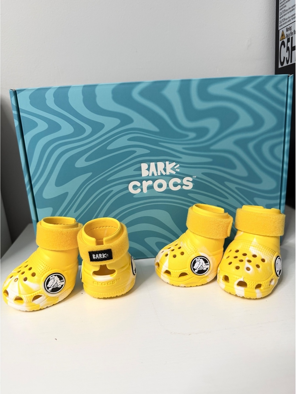 BARK x Crocs Dog Boots Glow in the Dark Yellow Size Medium